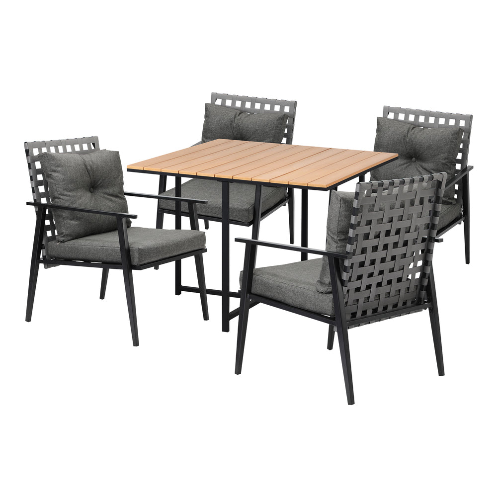 Livsip 5PCS Outdoor Dining Set Wood-plastic Table and Rattan Chairs-Outdoor Dining Set-PEROZ Accessories