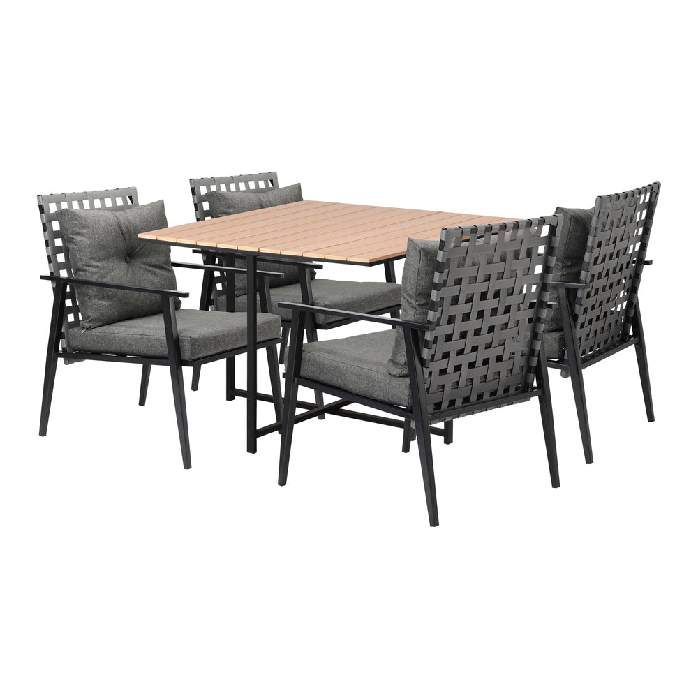Livsip 5PCS Outdoor Dining Set Wood-plastic Table and Rattan Chairs-Outdoor Dining Set-PEROZ Accessories