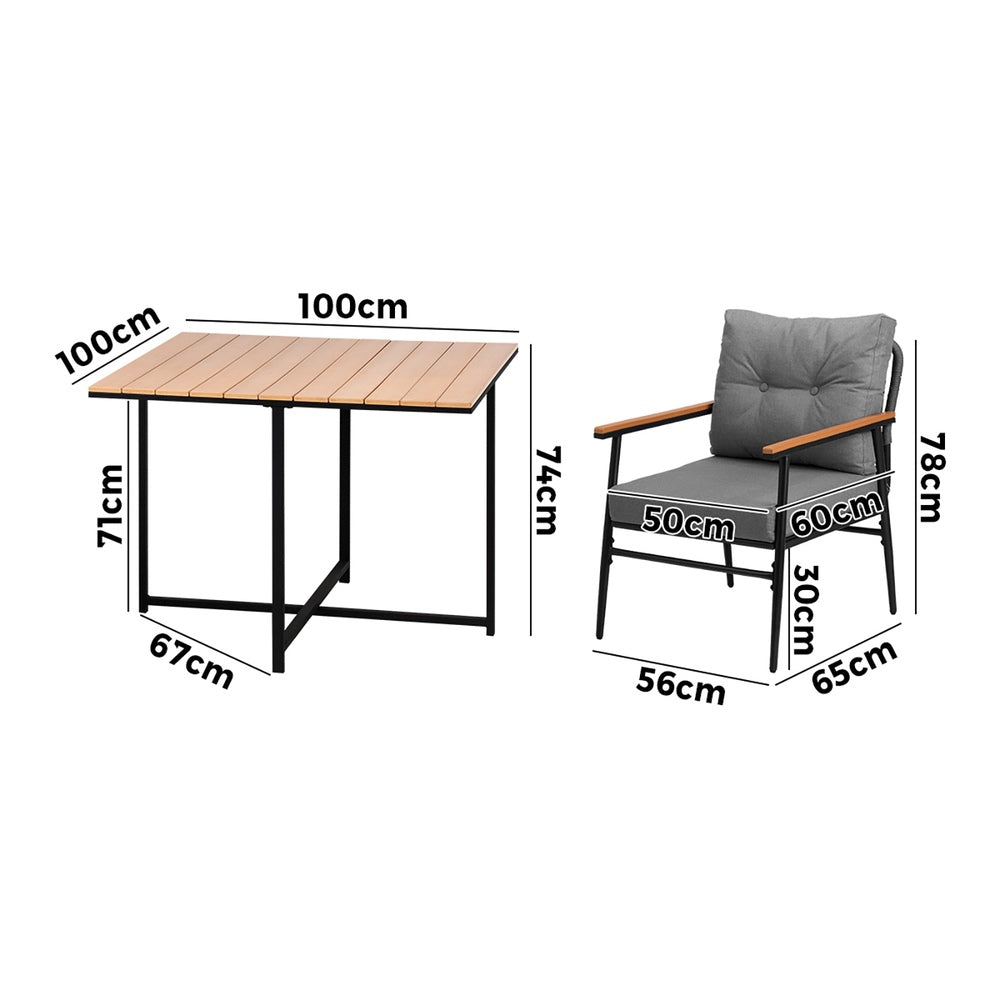 Livsip Outdoor Dining Set Garden Table and Chairs 4 Seater-Outdoor Dining Set-PEROZ Accessories