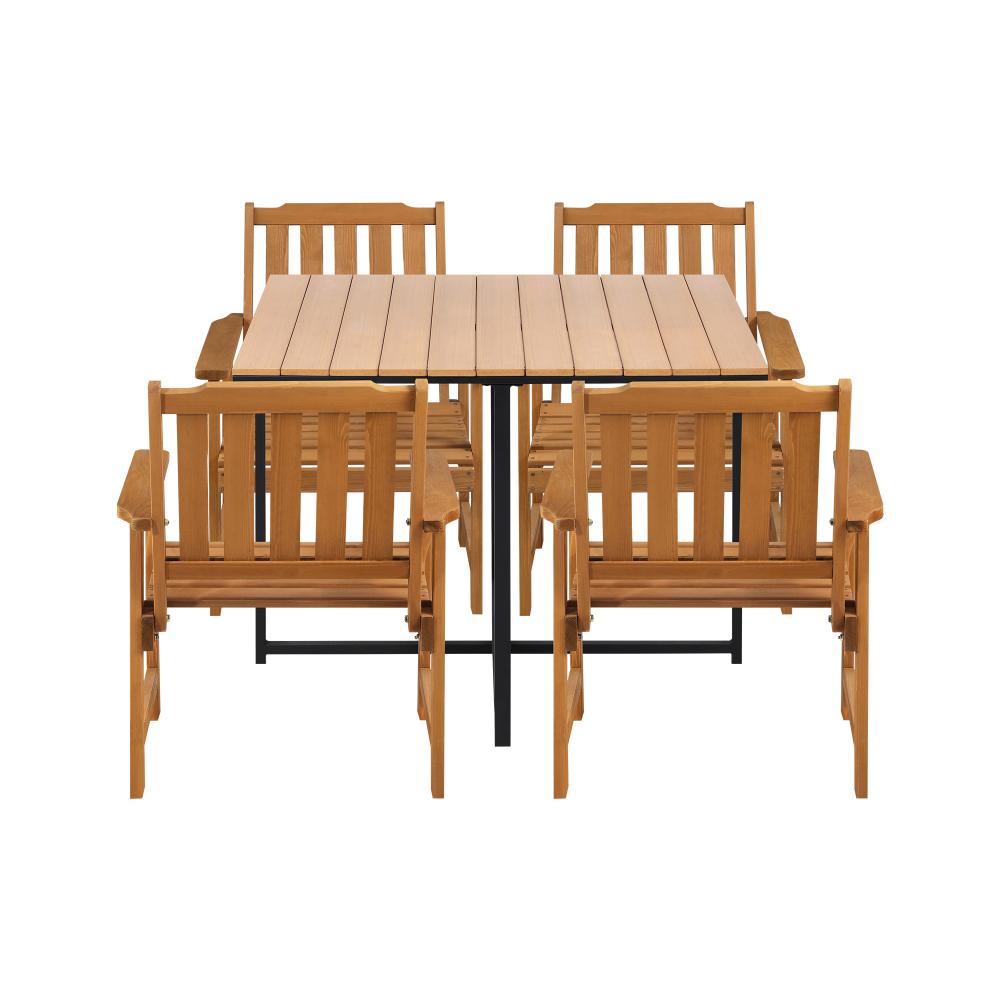 Livsip 4 Seater Outdoor Dining Set Table&Wood Chairs-Outdoor Dining Sets-PEROZ Accessories
