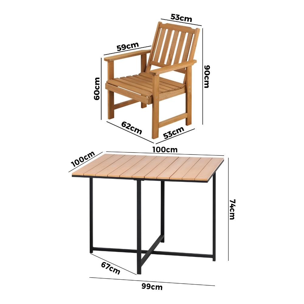Livsip 4 Seater Outdoor Dining Set Table&Wood Chairs-Outdoor Dining Sets-PEROZ Accessories
