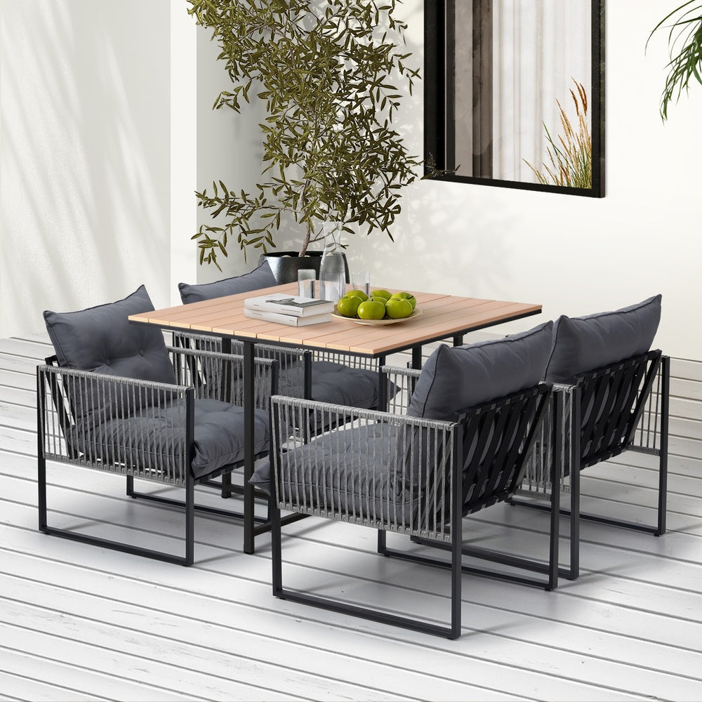 Livsip 5PCS Outdoor Dining Set Garden Table Chairs with Cushions-Outdoor Dining Set-PEROZ Accessories