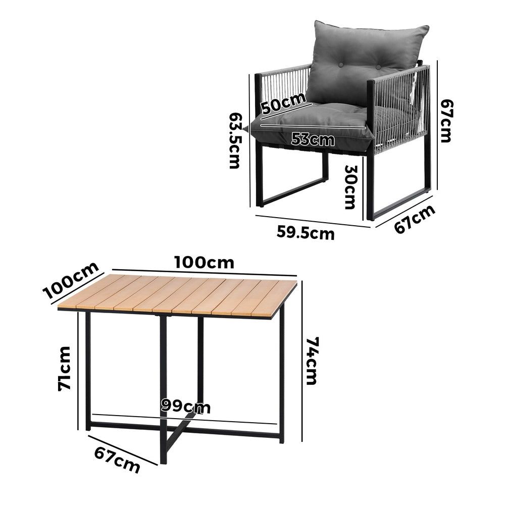 Livsip 5PCS Outdoor Dining Set Garden Table Chairs with Cushions-Outdoor Dining Set-PEROZ Accessories