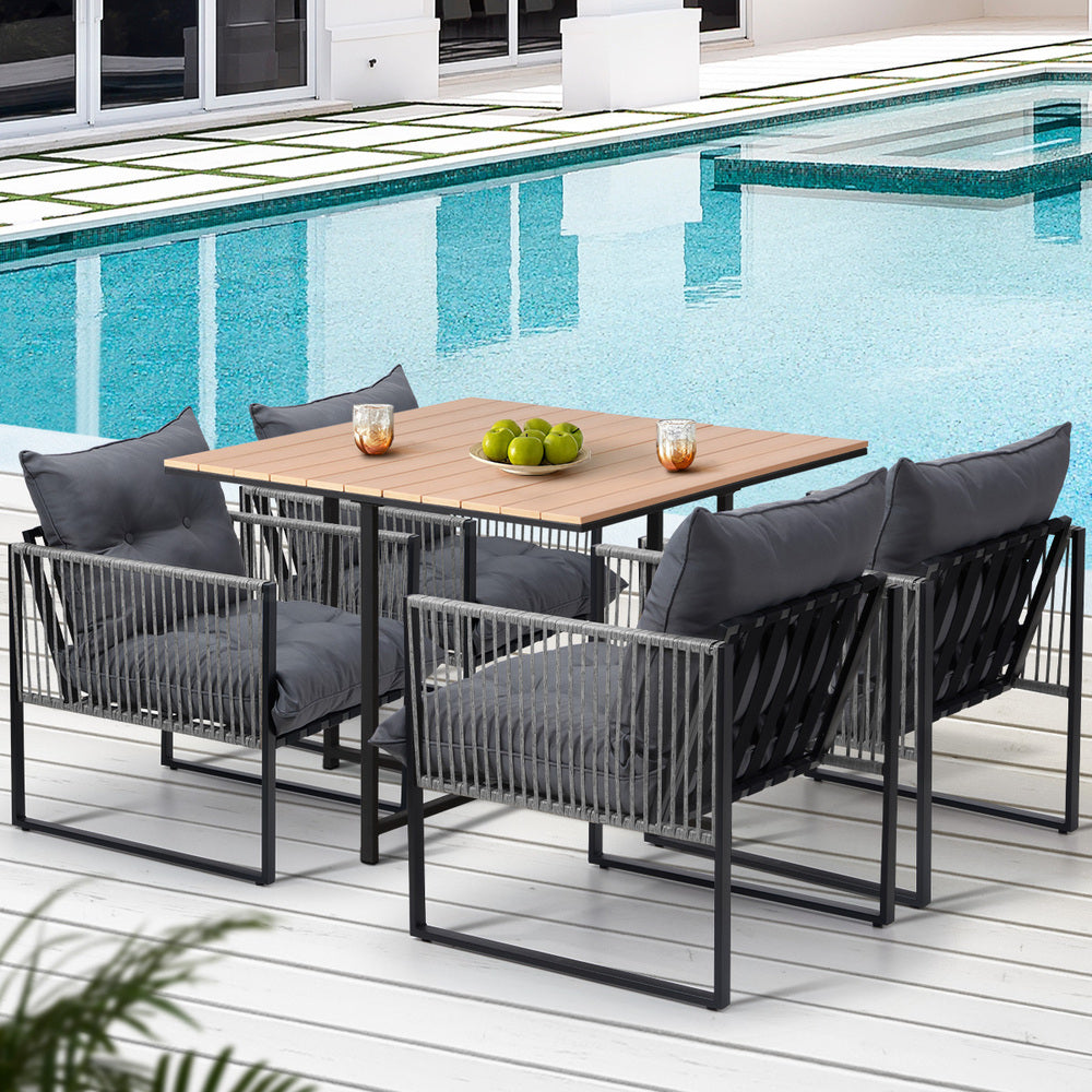 Livsip 5PCS Outdoor Dining Set Garden Table Chairs with Cushions-Outdoor Dining Set-PEROZ Accessories