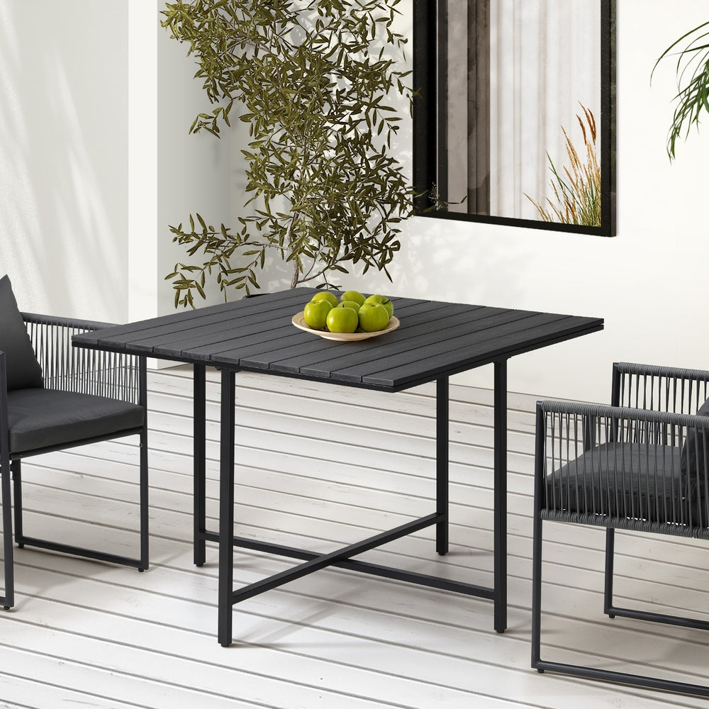 Livsip Outdoor Dining Table Black Wood-Plastic-Outdoor Dining Set-PEROZ Accessories