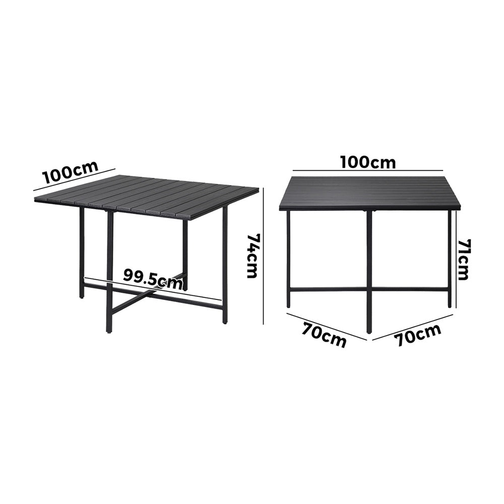 Livsip Outdoor Dining Table Black Wood-Plastic-Outdoor Dining Set-PEROZ Accessories