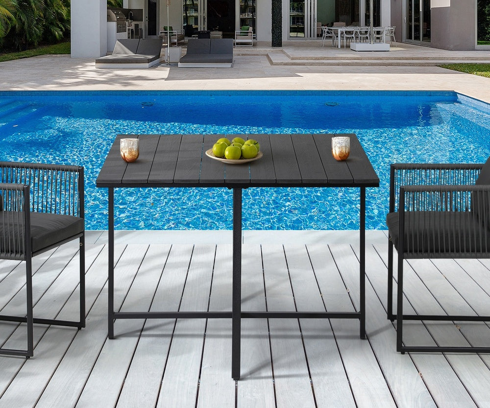 Livsip Outdoor Dining Table Black Wood-Plastic-Outdoor Dining Set-PEROZ Accessories