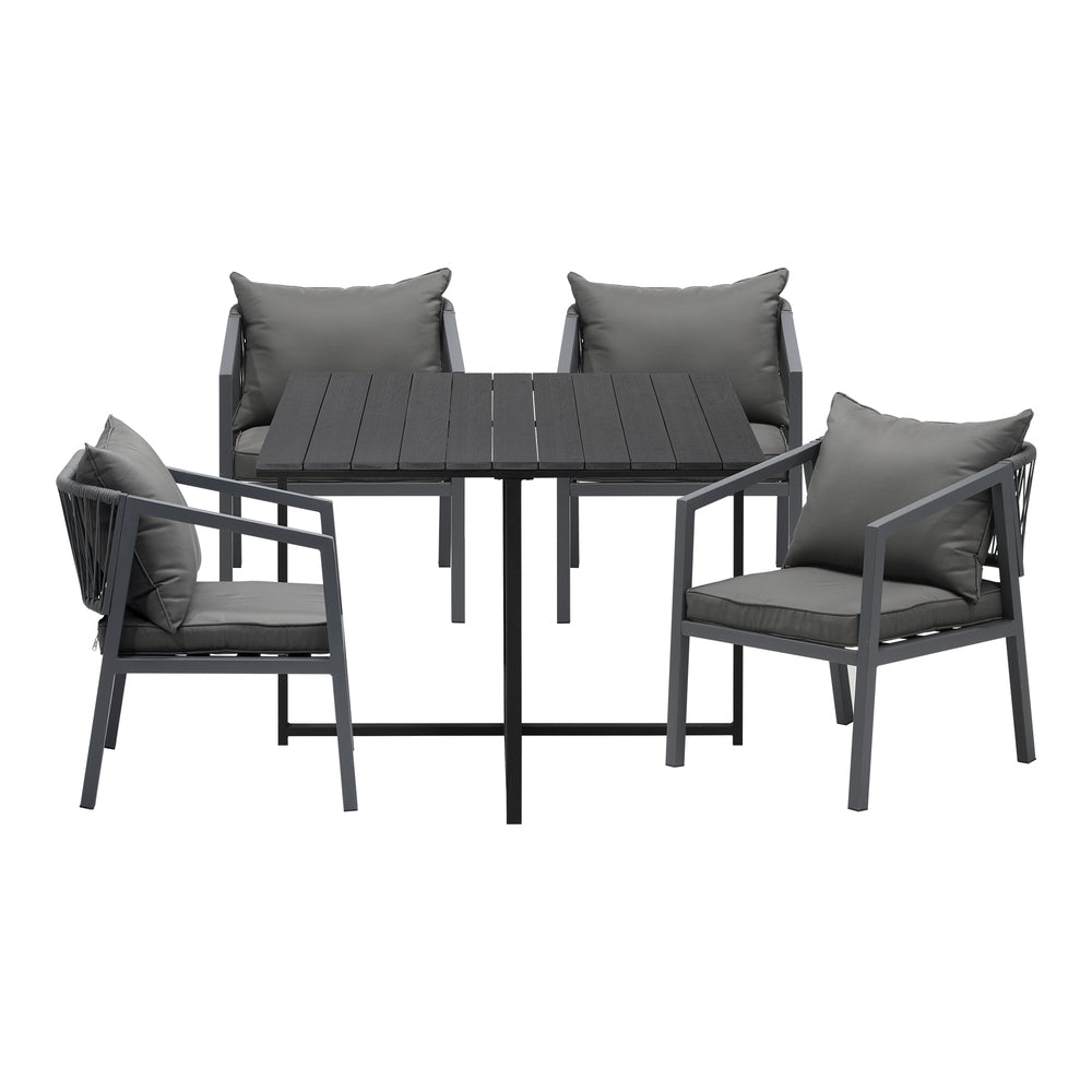 Livsip Outdoor Dining Set Garden Balck Table Setting 4 Seater-Outdoor Dining Set-PEROZ Accessories