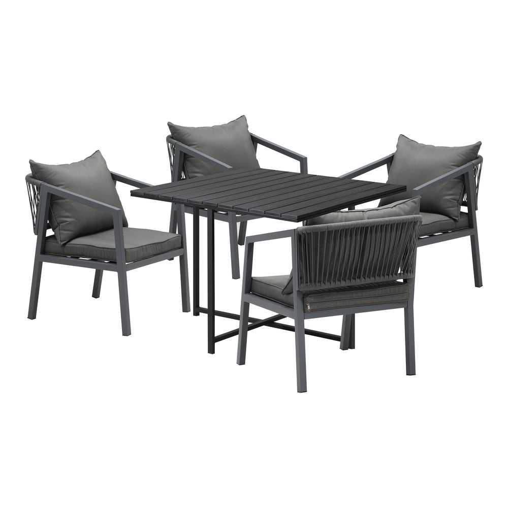Livsip Outdoor Dining Set Garden Balck Table Setting 4 Seater-Outdoor Dining Set-PEROZ Accessories
