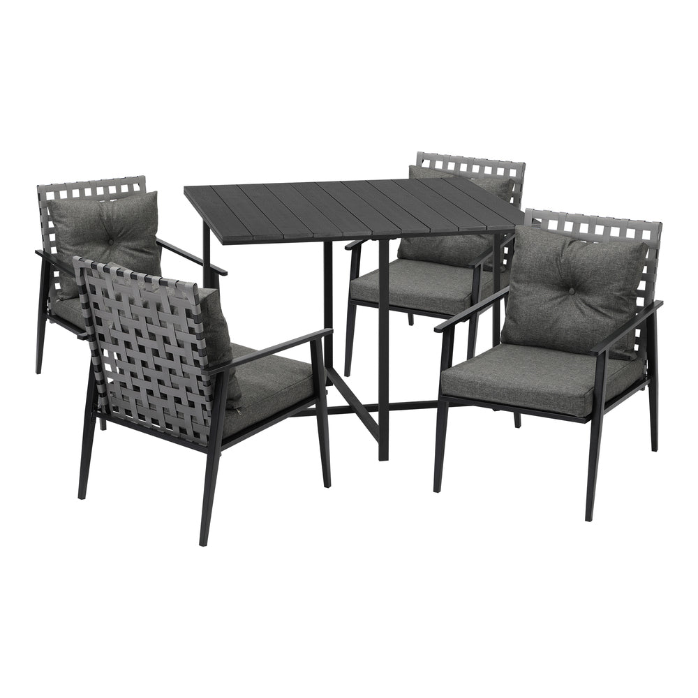 Livsip 5PCS Outdoor Dining Set Black Table and Rattan Chairs-Outdoor Dining Set-PEROZ Accessories