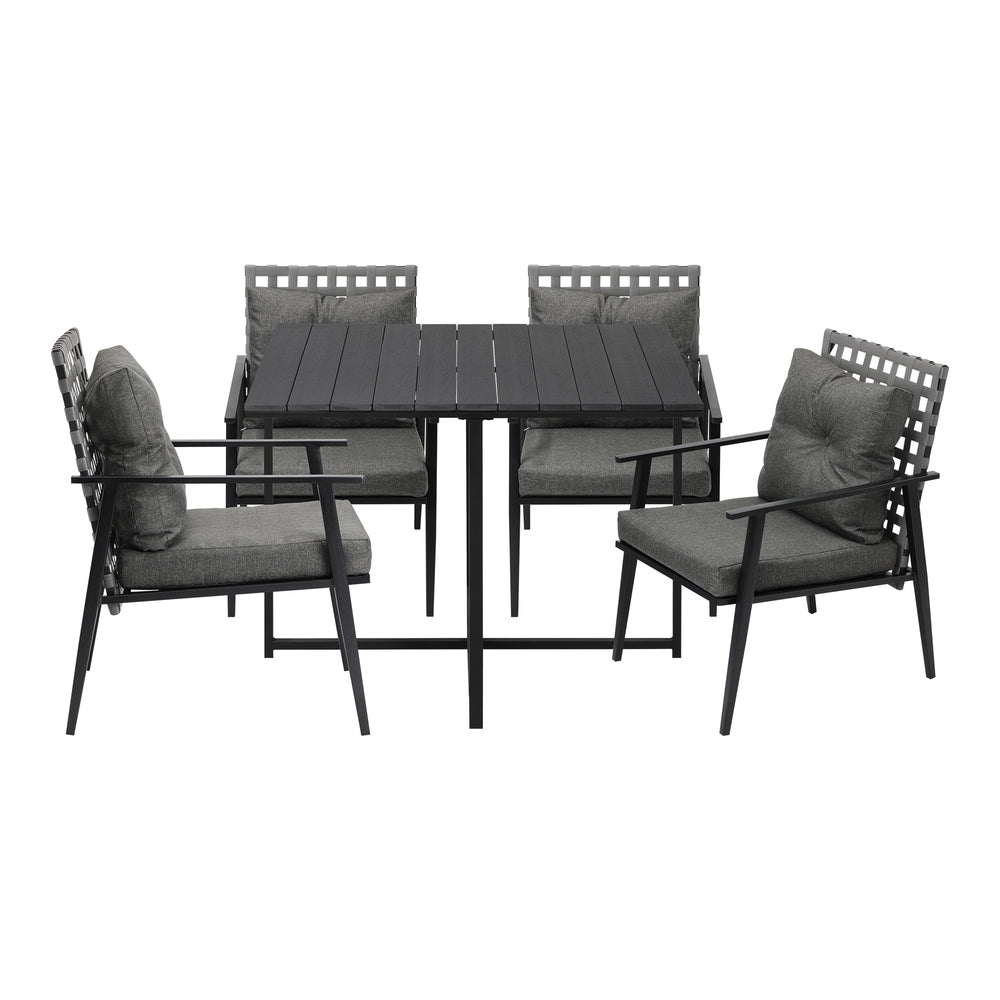 Livsip 5PCS Outdoor Dining Set Black Table and Rattan Chairs-Outdoor Dining Set-PEROZ Accessories