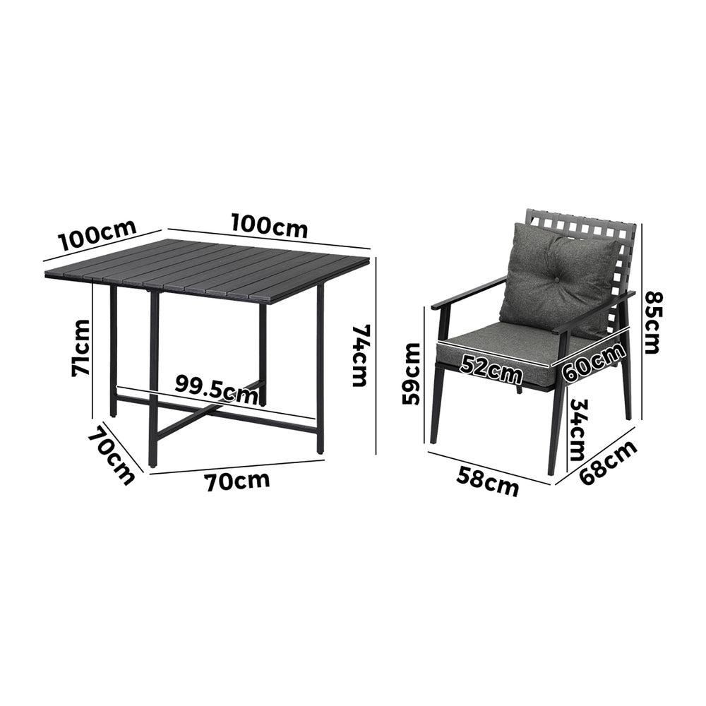 Livsip 5PCS Outdoor Dining Set Black Table and Rattan Chairs-Outdoor Dining Set-PEROZ Accessories