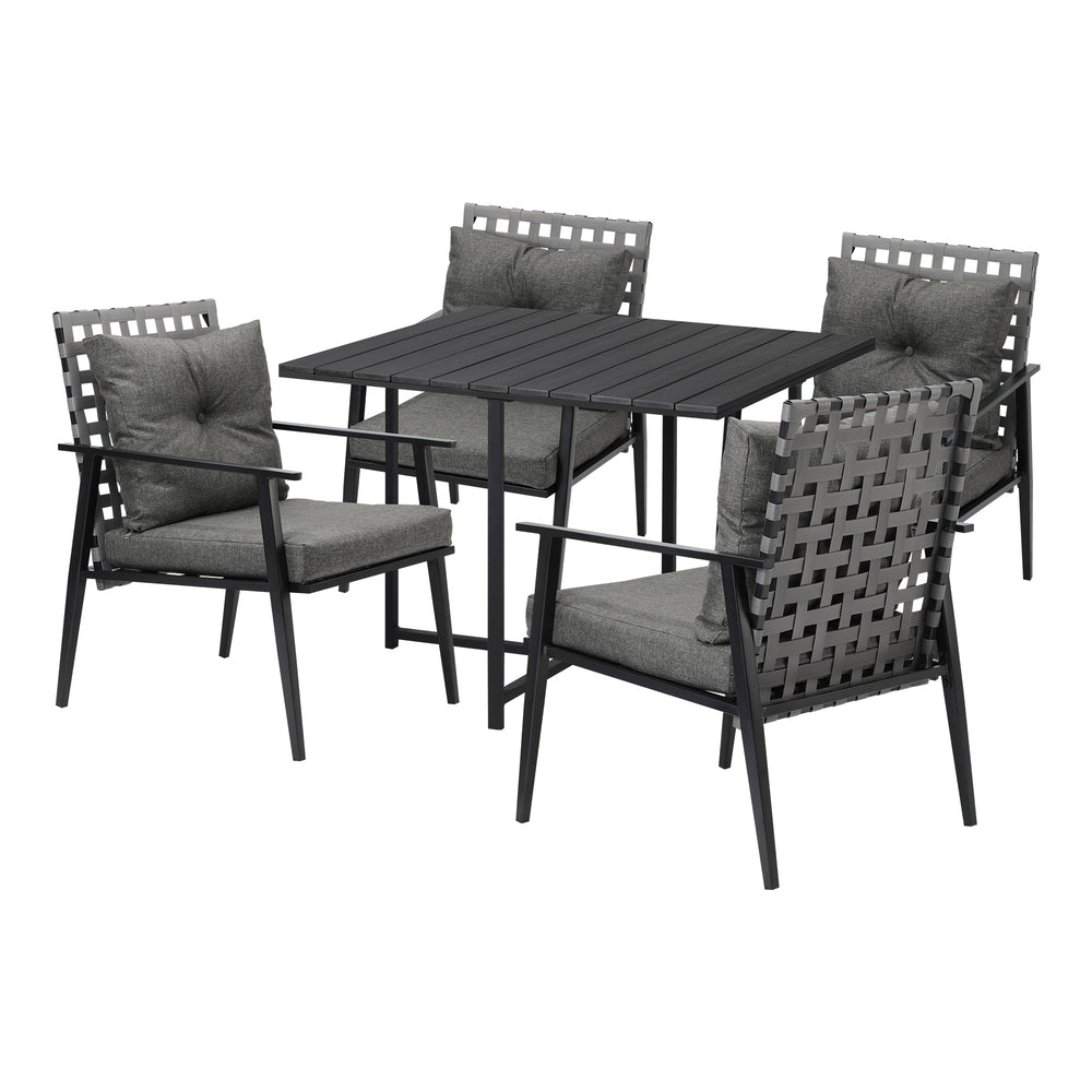 Livsip 5PCS Outdoor Dining Set Black Table and Rattan Chairs-Outdoor Dining Set-PEROZ Accessories