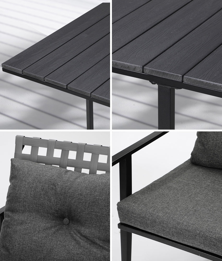 Livsip 5PCS Outdoor Dining Set Black Table and Rattan Chairs-Outdoor Dining Set-PEROZ Accessories