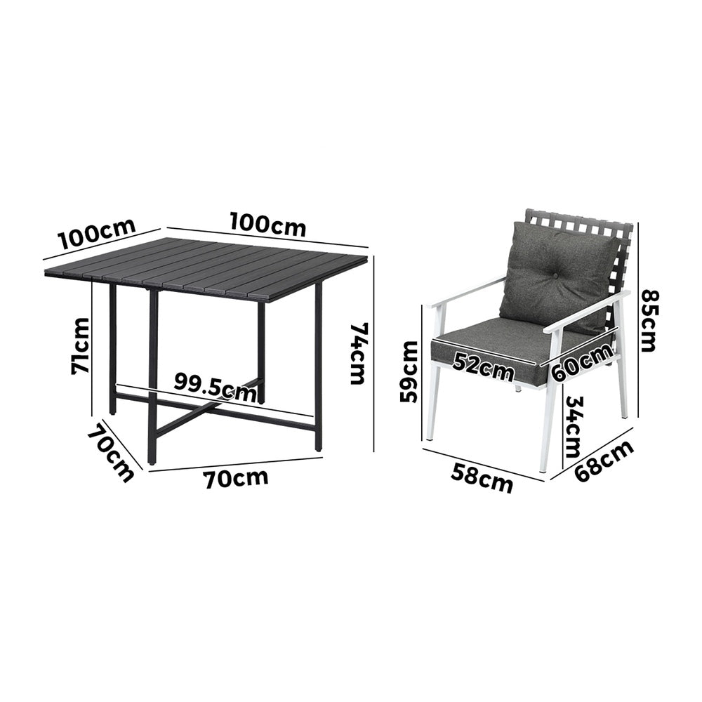 Livsip Outdoor Dining Set Balck Table Rattan White Chairs 5PC-Outdoor Dining Set-PEROZ Accessories