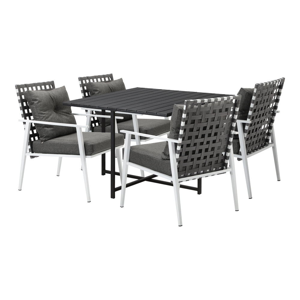 Livsip Outdoor Dining Set Balck Table Rattan White Chairs 5PC-Outdoor Dining Set-PEROZ Accessories