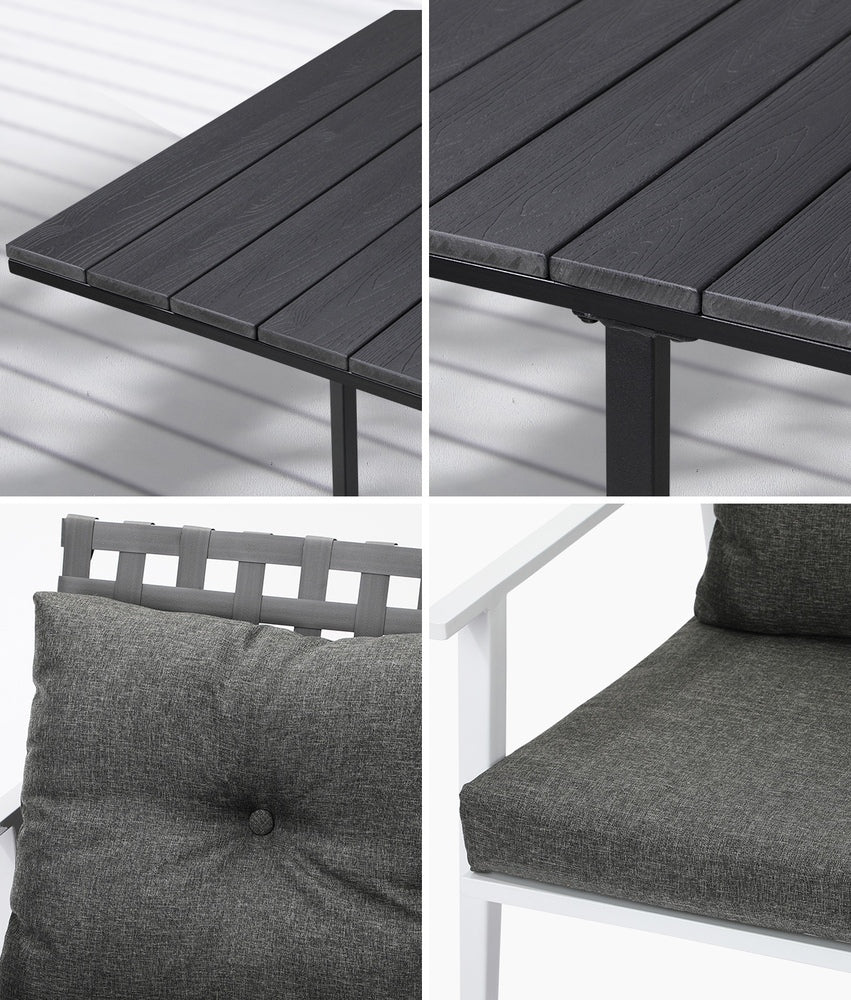Livsip Outdoor Dining Set Balck Table Rattan White Chairs 5PC-Outdoor Dining Set-PEROZ Accessories