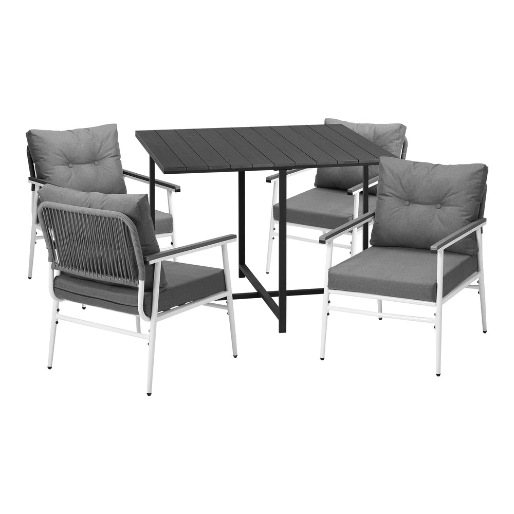 Livsip Outdoor Dining Set Black Table and Chairs 5PCS-Outdoor Dining Set-PEROZ Accessories