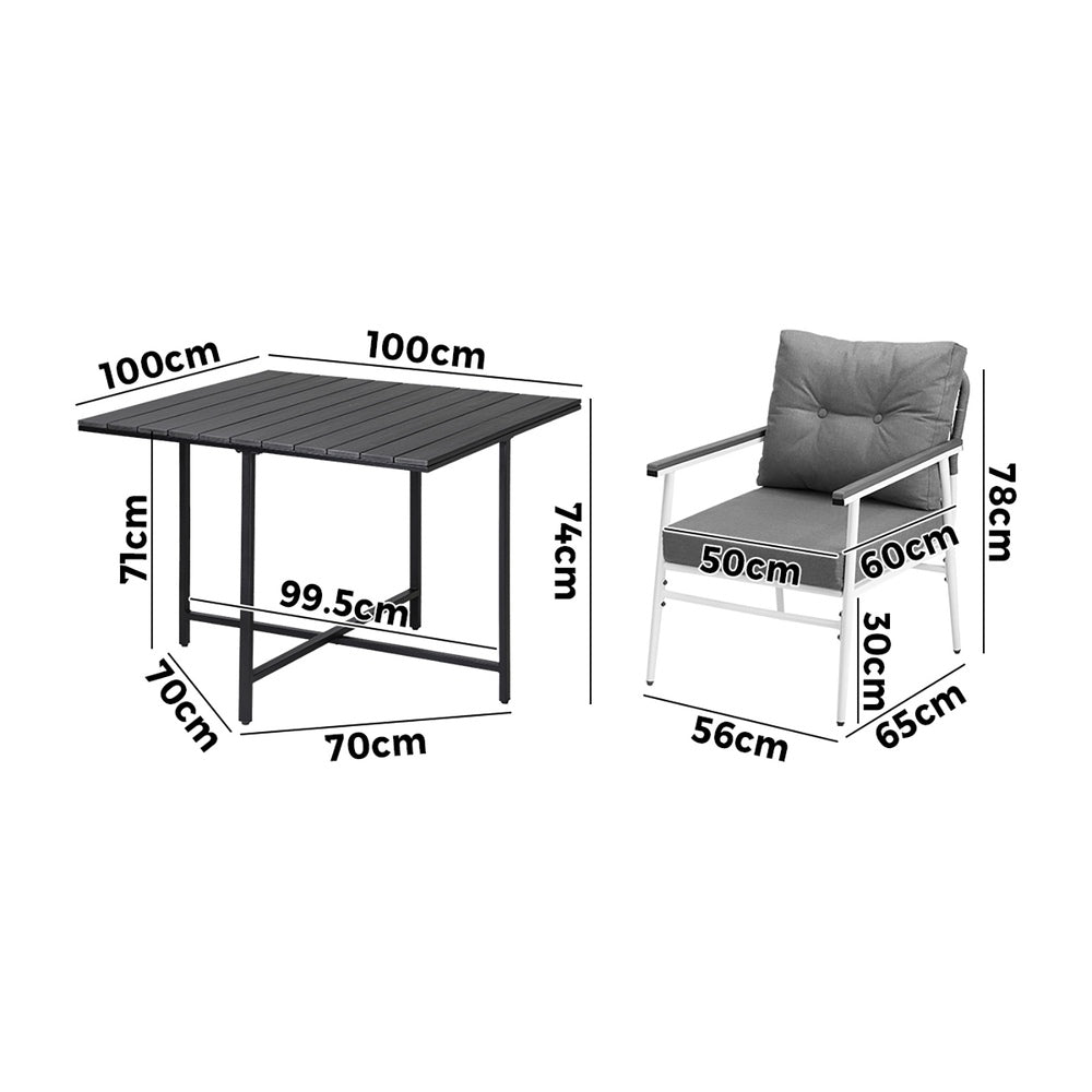 Livsip Outdoor Dining Set Black Table and Chairs 5PCS-Outdoor Dining Set-PEROZ Accessories