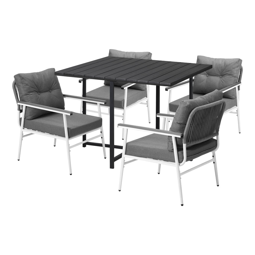 Livsip Outdoor Dining Set Black Table and Chairs 5PCS-Outdoor Dining Set-PEROZ Accessories