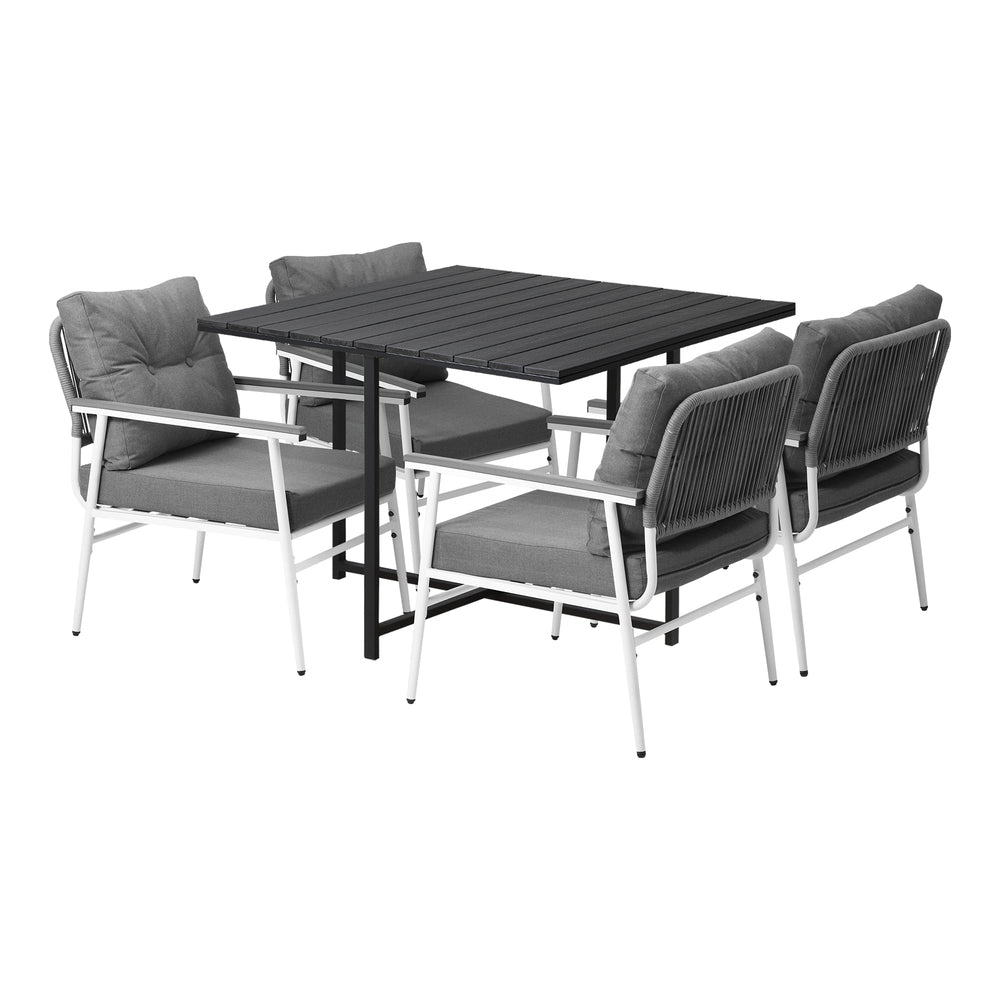 Livsip Outdoor Dining Set Black Table and Chairs 5PCS-Outdoor Dining Set-PEROZ Accessories