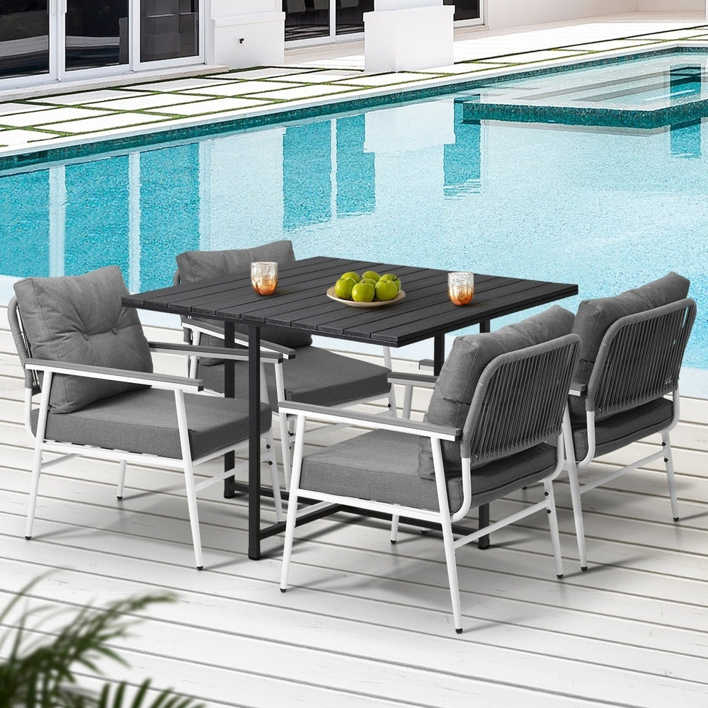 Livsip Outdoor Dining Set Black Table and Chairs 5PCS-Outdoor Dining Set-PEROZ Accessories