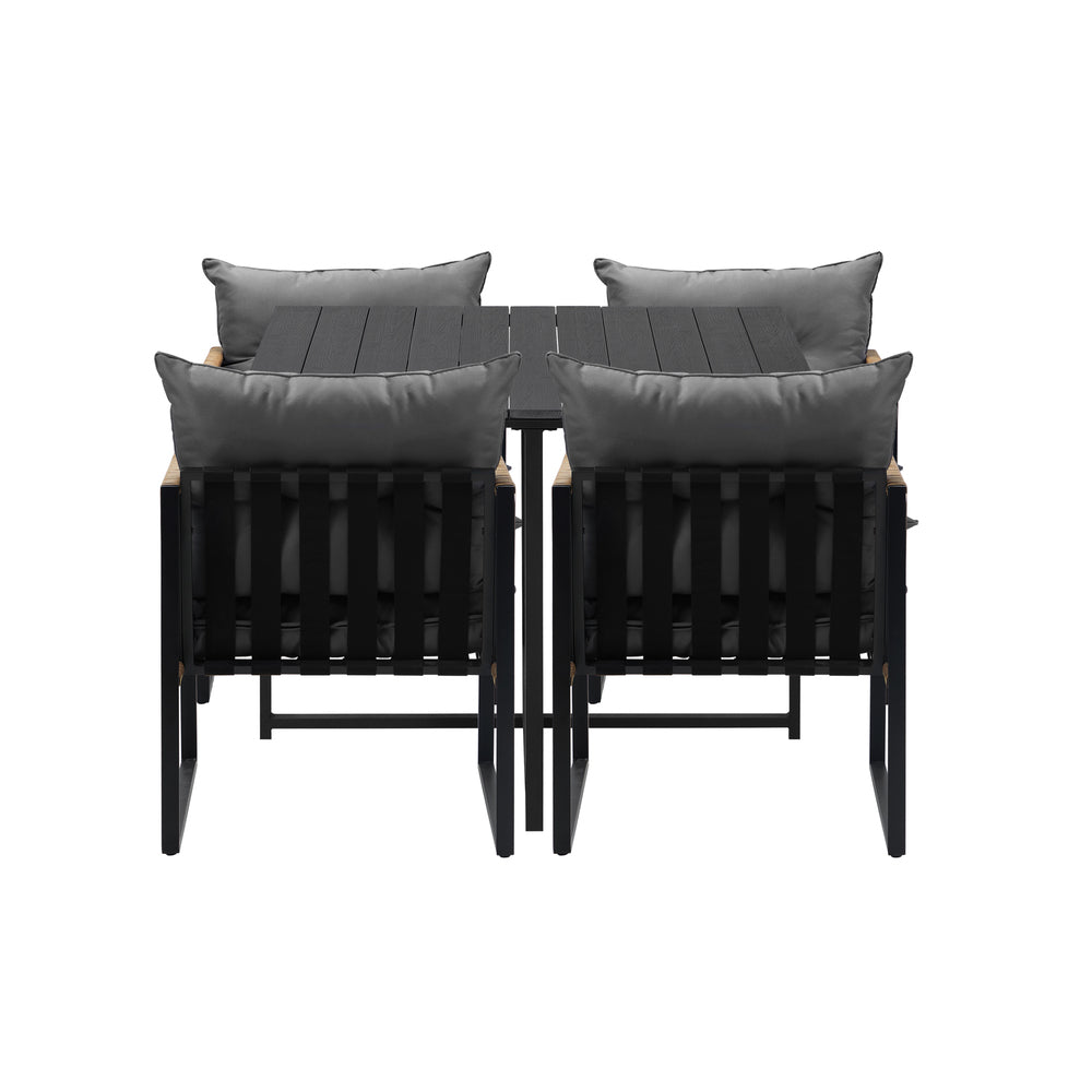Livsip Outdoor Dining Set Black Table 4 Seater-Outdoor Dining Set-PEROZ Accessories
