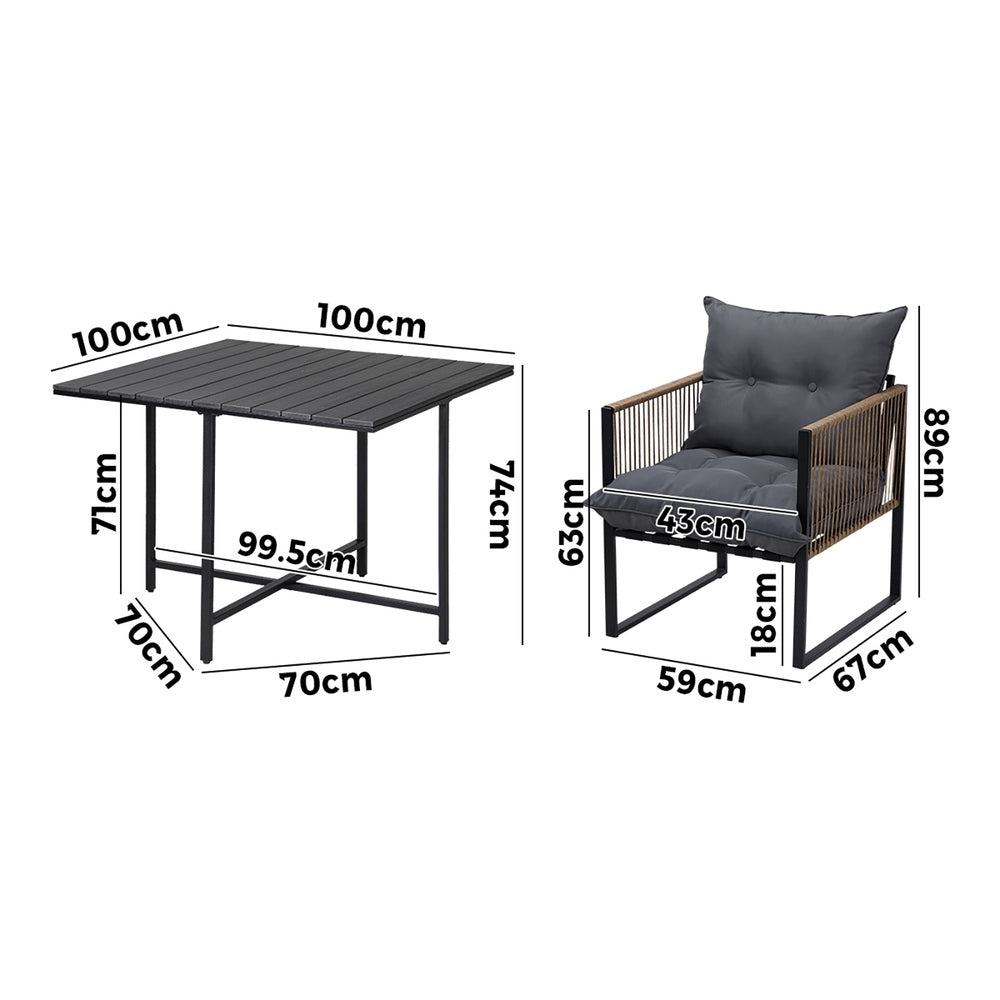 Livsip Outdoor Dining Set Black Table 4 Seater-Outdoor Dining Set-PEROZ Accessories