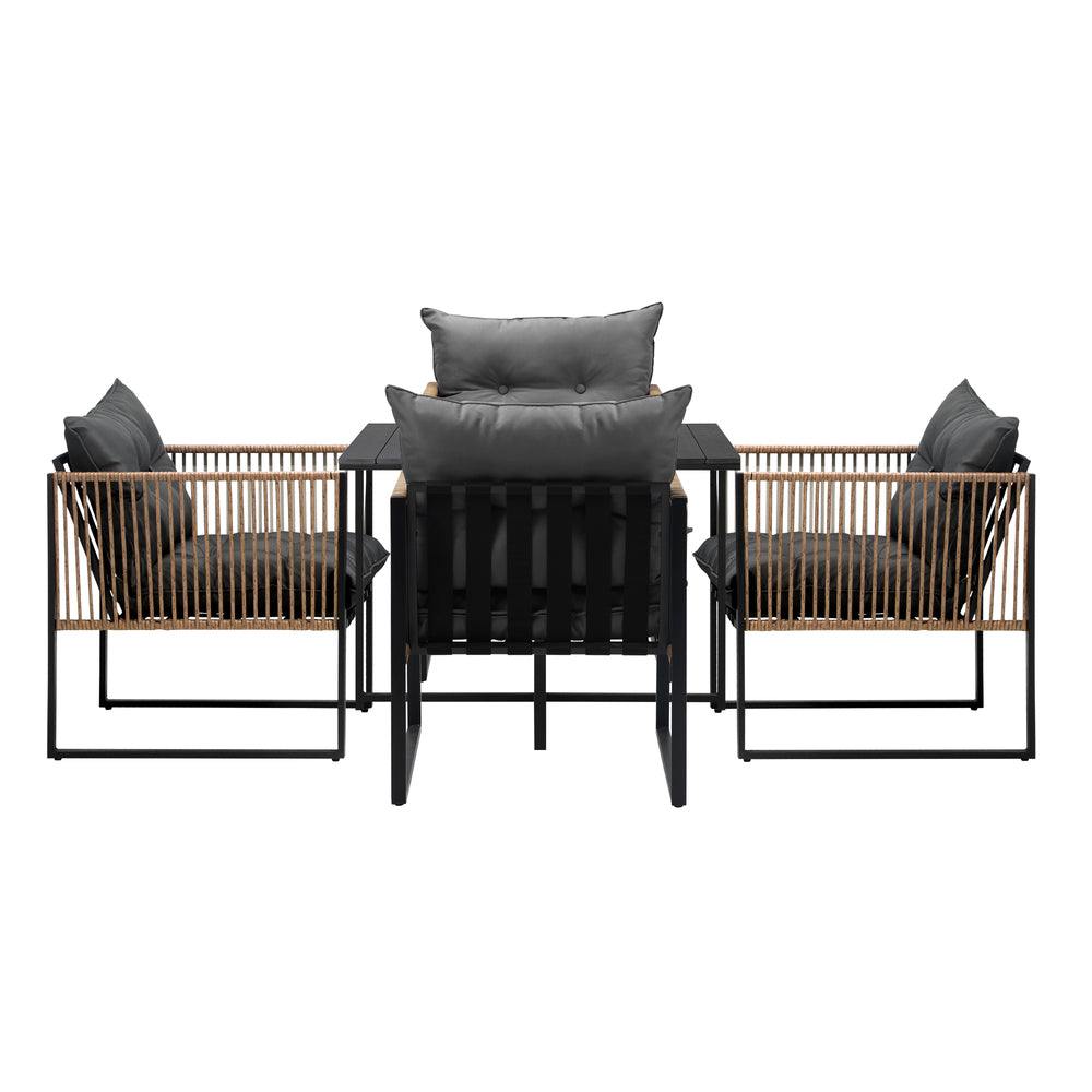 Livsip Outdoor Dining Set Black Table 4 Seater-Outdoor Dining Set-PEROZ Accessories