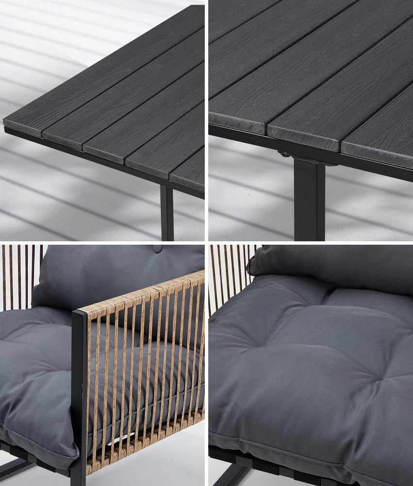 Livsip Outdoor Dining Set Black Table 4 Seater-Outdoor Dining Set-PEROZ Accessories