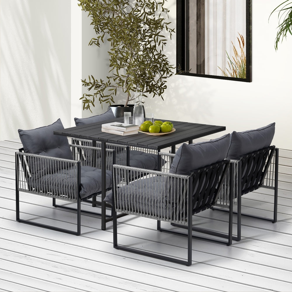Livsip 5PCS Outdoor Dining Set Garden Table Sofa Chairs with Cushions-Outdoor Dining Set-PEROZ Accessories