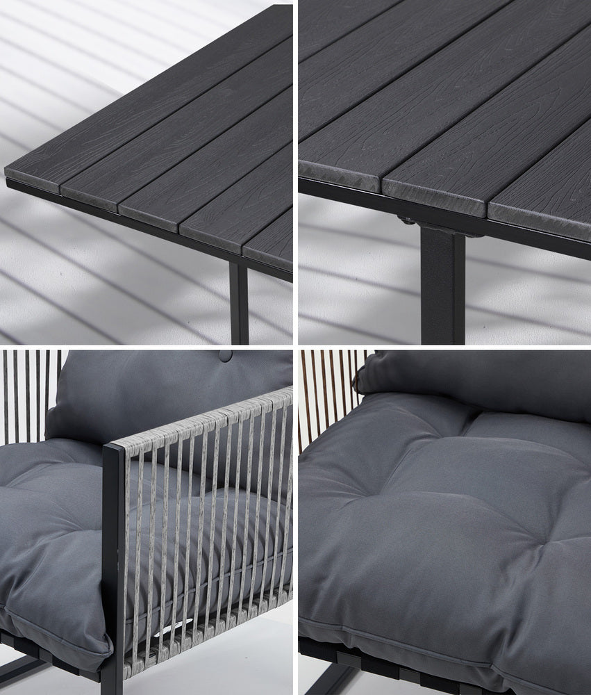 Livsip 5PCS Outdoor Dining Set Garden Table Sofa Chairs with Cushions-Outdoor Dining Set-PEROZ Accessories