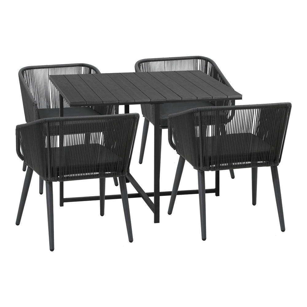 Livsip 5PCS Outdoor Dining Set Black Table Lounge Chairs-Outdoor Dining Set-PEROZ Accessories