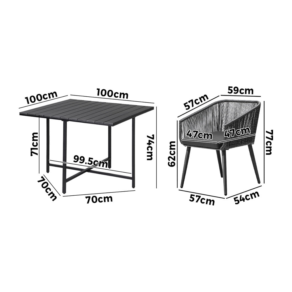 Livsip 5PCS Outdoor Dining Set Black Table Lounge Chairs-Outdoor Dining Set-PEROZ Accessories