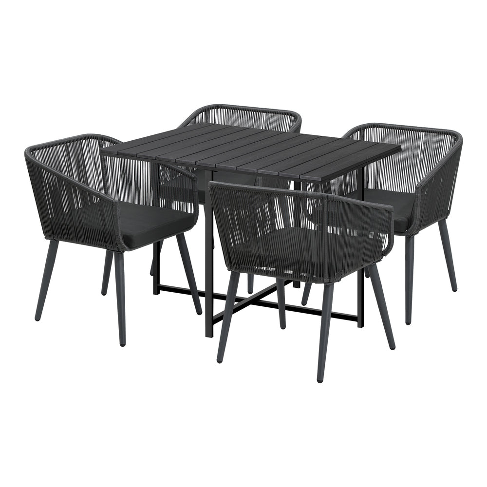 Livsip 5PCS Outdoor Dining Set Black Table Lounge Chairs-Outdoor Dining Set-PEROZ Accessories
