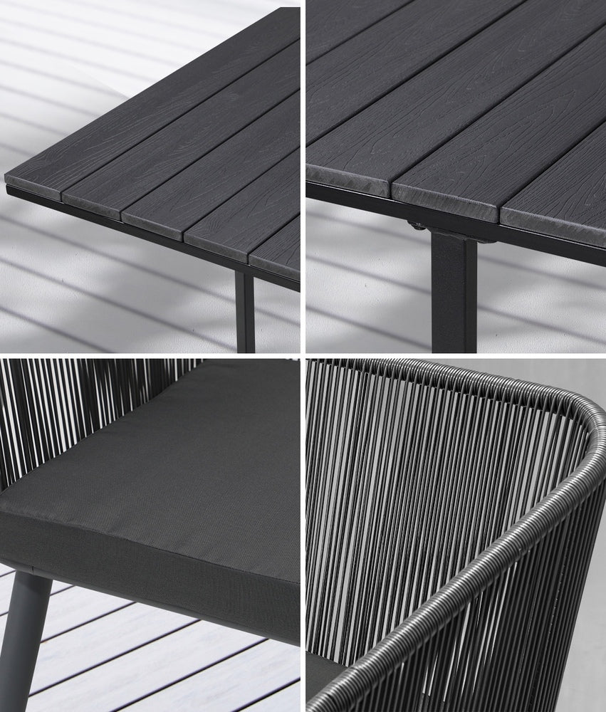 Livsip 5PCS Outdoor Dining Set Black Table Lounge Chairs-Outdoor Dining Set-PEROZ Accessories