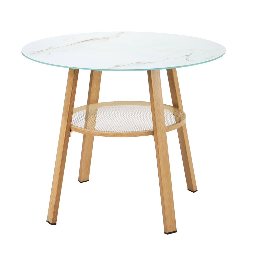 Livsip Outdoor Dining Table w/ Storage Shelf Brown 90cm-Dining Table-PEROZ Accessories