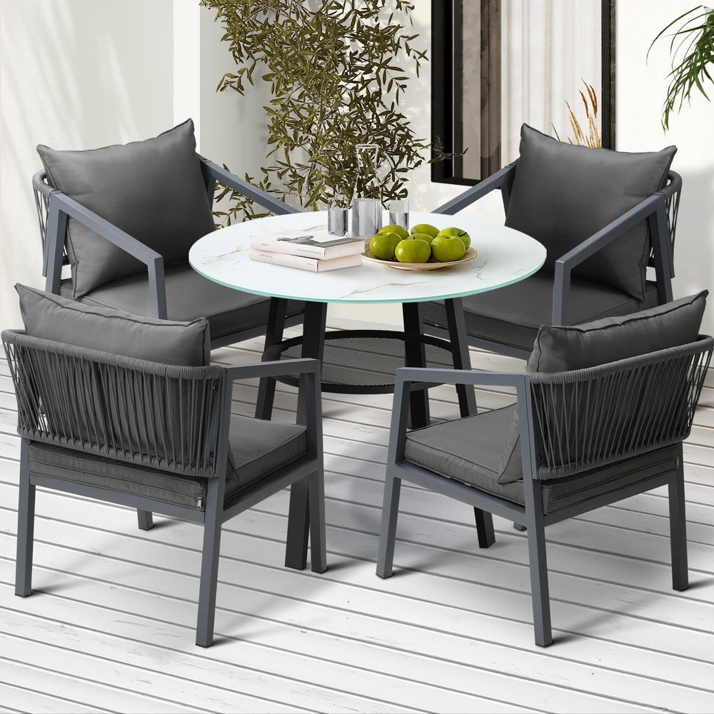 Livsip 5PCS Outdoor Dining Set Table Lounge Chair-Outdoor Dining Set-PEROZ Accessories