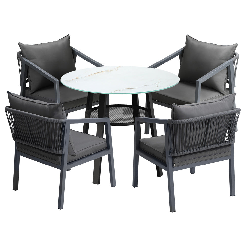 Livsip 5PCS Outdoor Dining Set Table Lounge Chair-Outdoor Dining Set-PEROZ Accessories