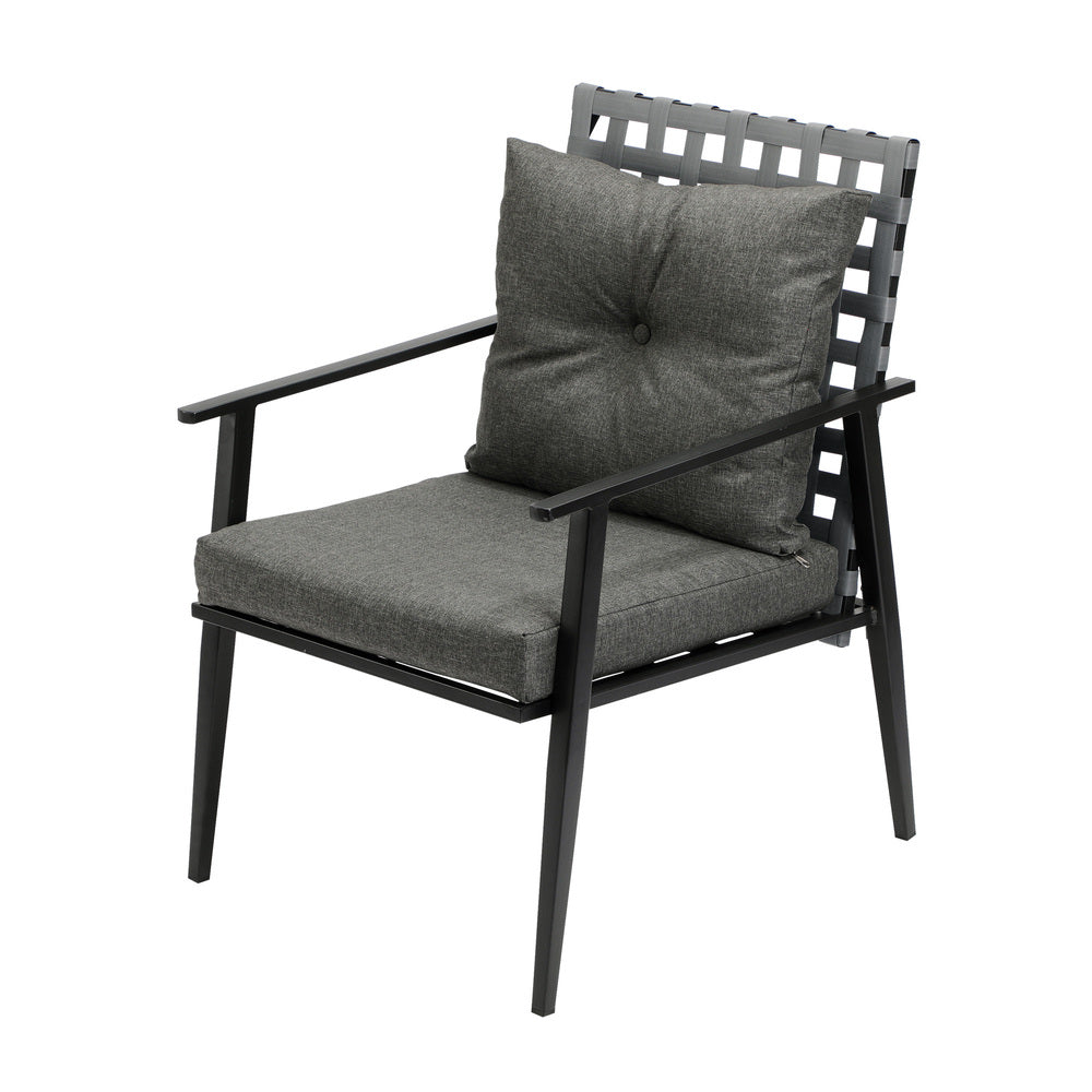 Livsip Outdoor Dining Set 2 Seater Rattan Armchair Glass Table-Outdoor Dining Set-PEROZ Accessories
