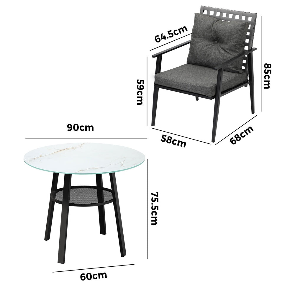 Livsip Outdoor Dining Set 4 Seater Rattan Armchair Glass Table-Outdoor Dining Set-PEROZ Accessories