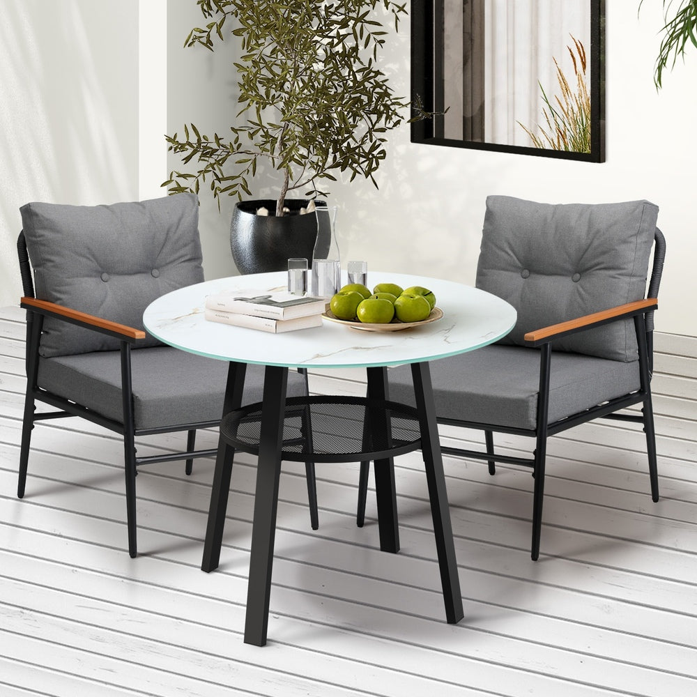 Livsip Outdoor Dining Set 3PC Lounge Setting Table Storage Shelf-Outdoor Dining Set-PEROZ Accessories