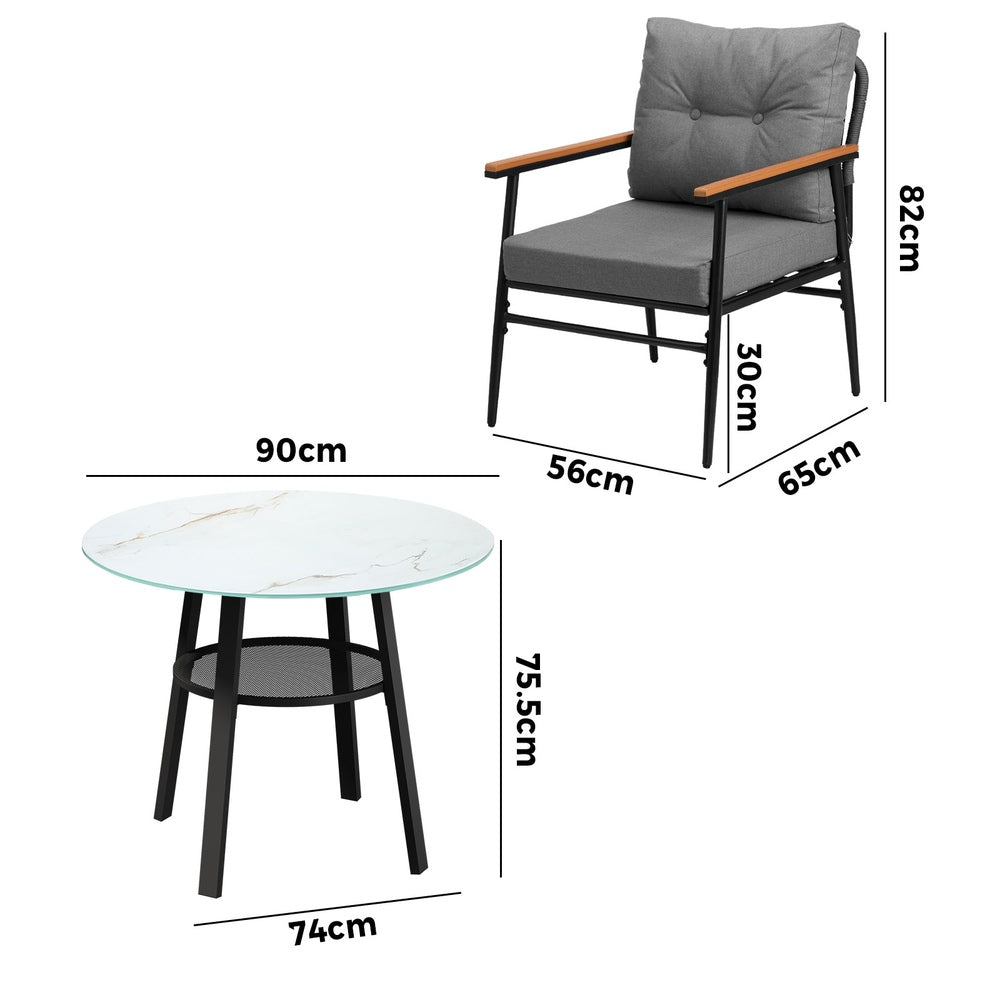 Livsip Outdoor Dining Set 5PC Lounge Setting Table Storage Shelf-Outdoor Dining Set-PEROZ Accessories