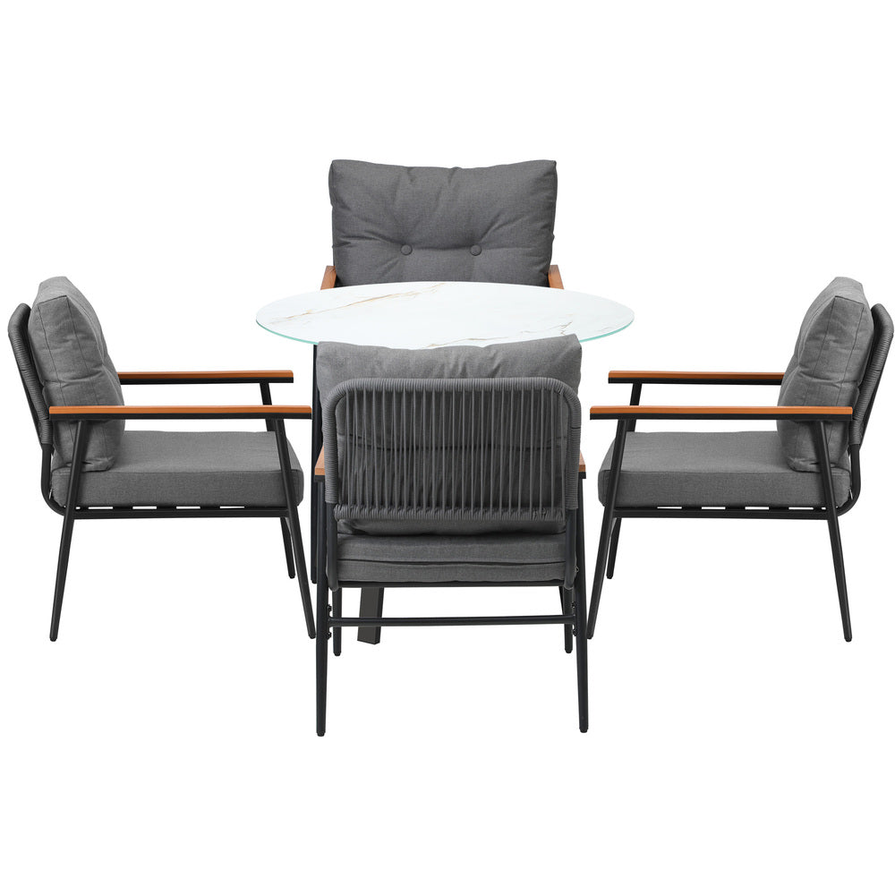 Livsip Outdoor Dining Set 5PC Lounge Setting Table Storage Shelf-Outdoor Dining Set-PEROZ Accessories