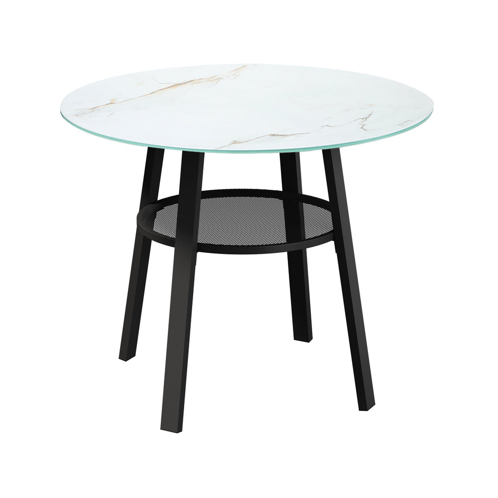 Livsip Outdoor Dining Set 2 Seater Marble Tempered Glass Table-Outdoor Dining Set-PEROZ Accessories