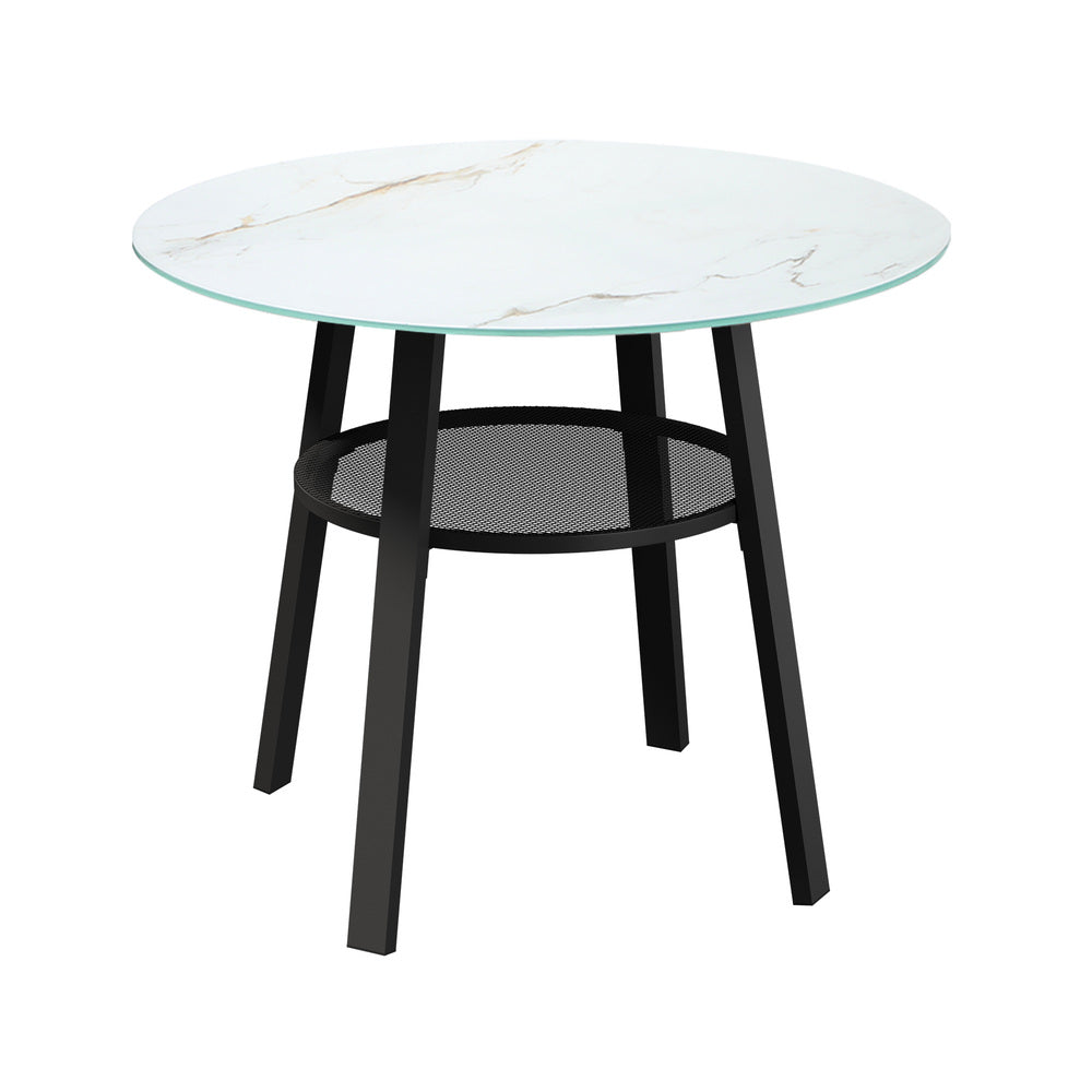 Livsip Outdoor Dining Set 4 Seater Marble Tempered Glass Table-Outdoor Dining Set-PEROZ Accessories