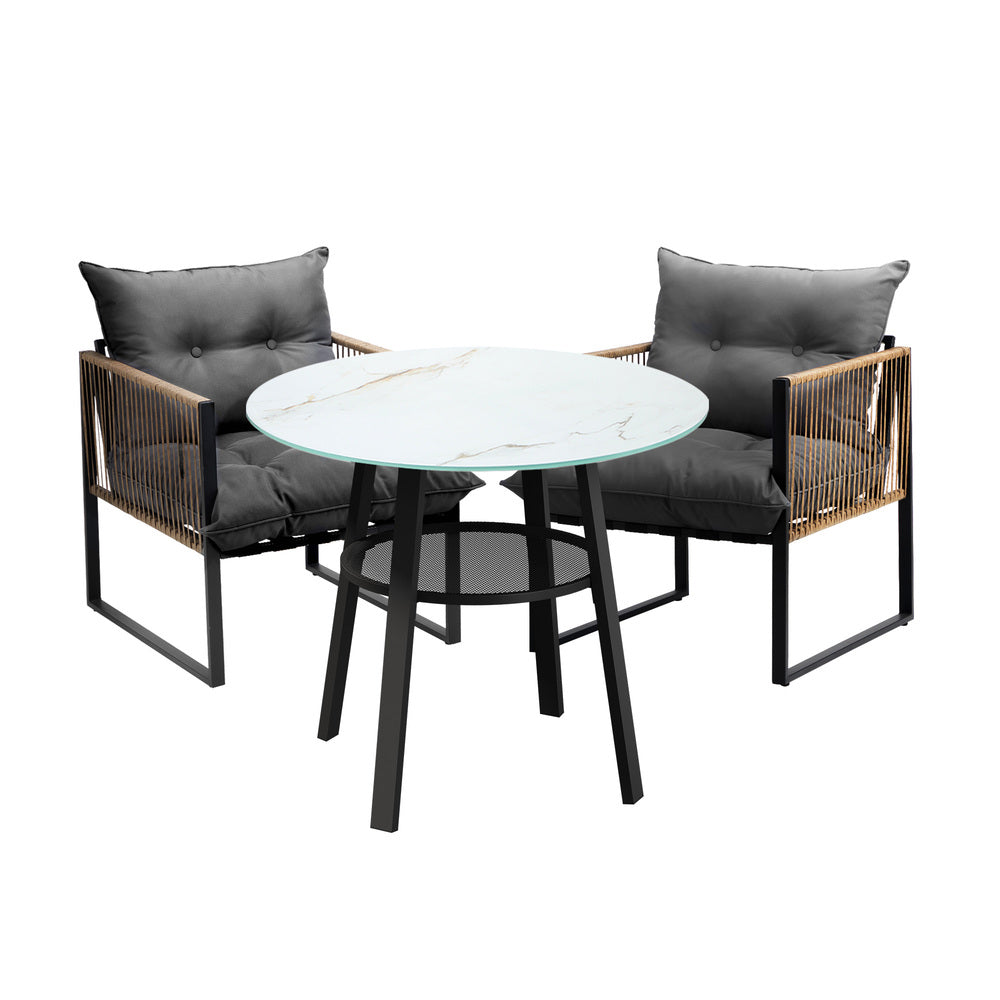 Livsip Outdoor Patio Set 2 Seater Bistro Setting-Outdoor Dining Set-PEROZ Accessories