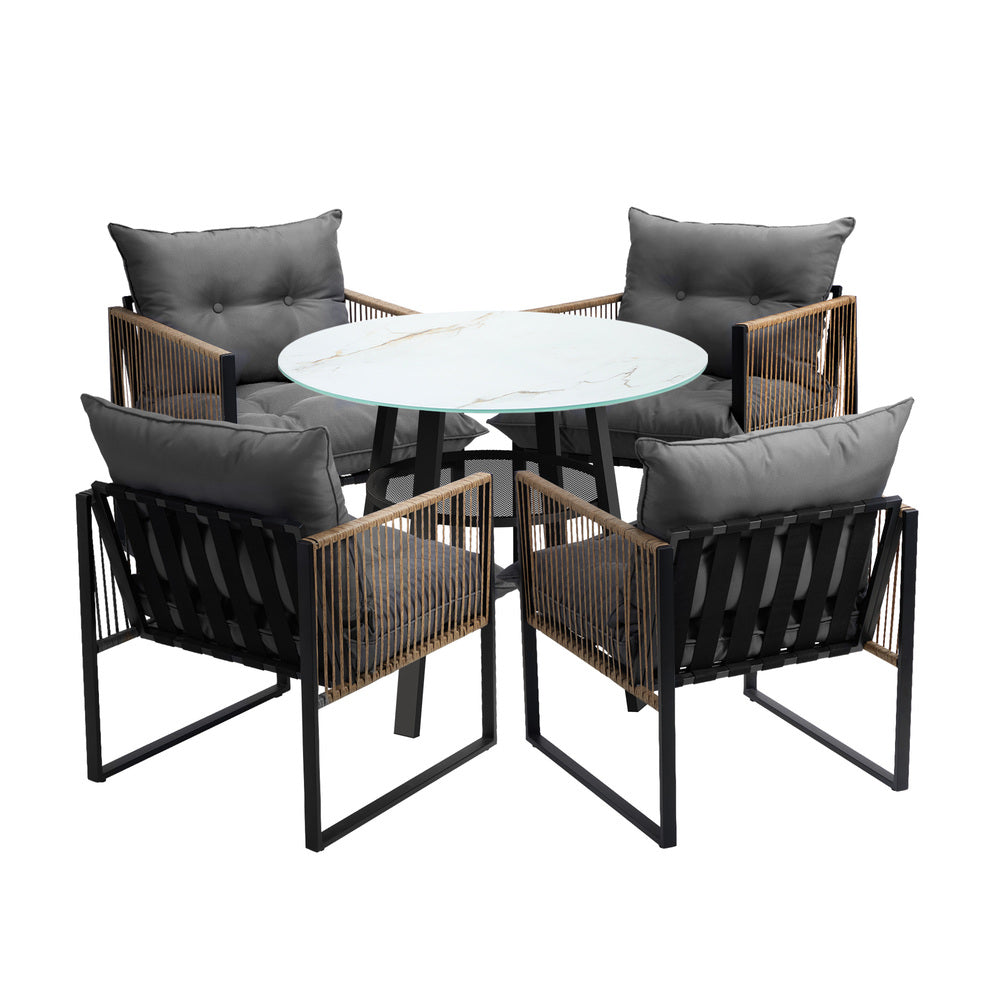 Livsip Outdoor Patio Set 4 Seater Bistro Setting-Outdoor Dining Set-PEROZ Accessories