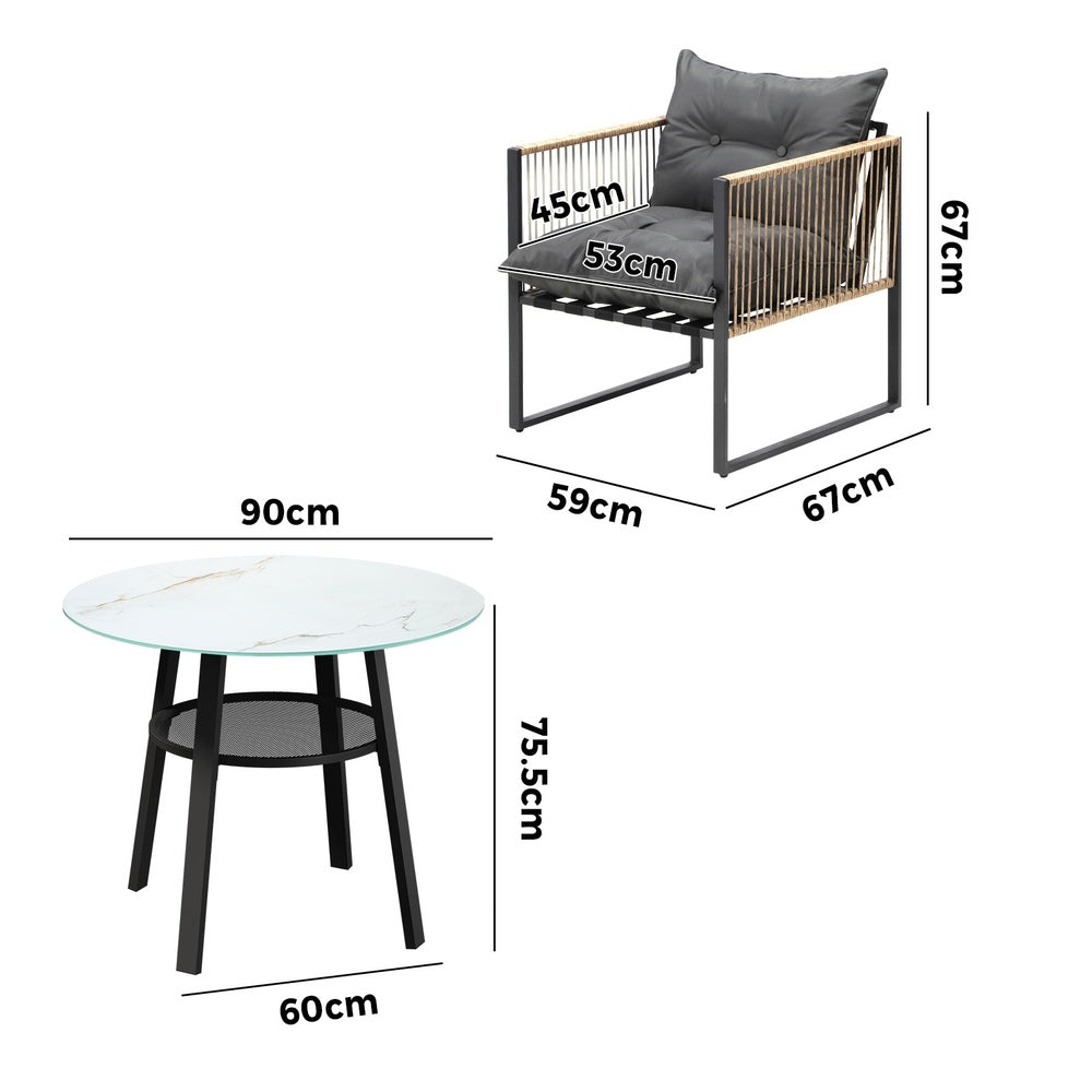 Livsip Outdoor Patio Set 4 Seater Bistro Setting-Outdoor Dining Set-PEROZ Accessories