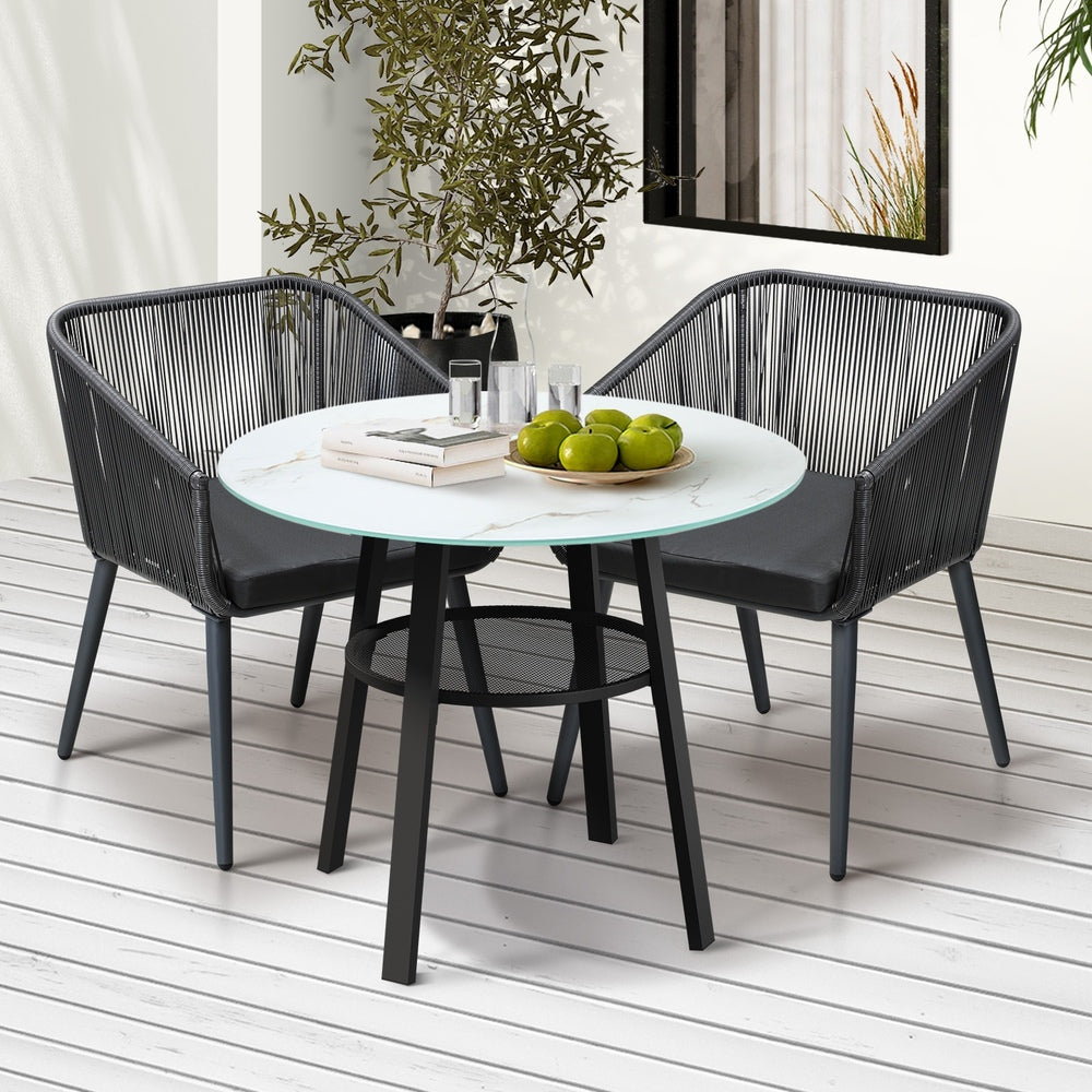 Livsip 3PCS Outdoor Dining Set Marble-style Table-Outdoor Dining Set-PEROZ Accessories